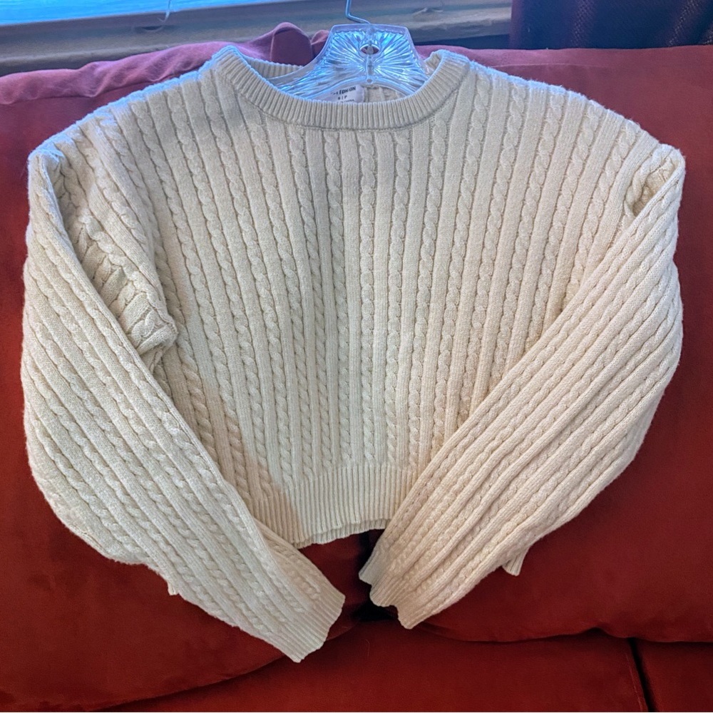 Cotton On Cream Cable Knit Crew Sweater
